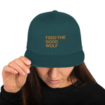 Feed the Good Wolf - Gold on Spruce Snapback Hat
