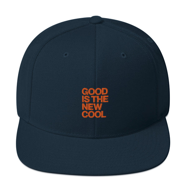 Good is the New Cool - Orange on Navy Snapback Hat